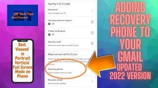 How to add recovery phone number to your Gmail Account. Updated 2022 version.