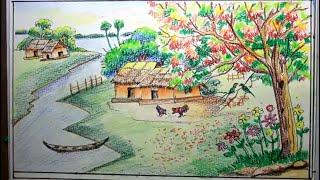How TO Draw Beautiful Scenery OF Spring Season Step By Step