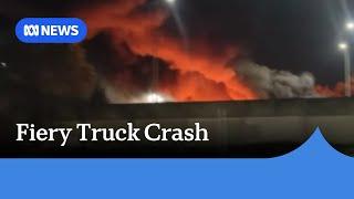 Truck crash triggers massive inferno, large exclusion zone in Brisbane | ABC News