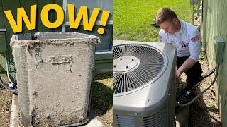 THIS IS HOW YOU CLEAN AN AIR CONDITIONER! | AIR CONDITIONER CLEANING OUTDOOR UNIT