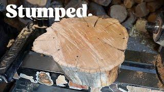 This juniper stump is the biggest thing I've put on my lathe so far.