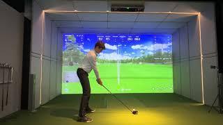 Vladimir Orlov's golf swing from down the line with driver swings in full speed