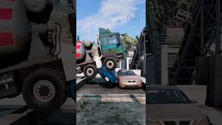 Cement Trucks vs Cars vs Ramp #beamngdrive #beamng #shorts #beamngcrashes #trucksvs