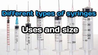 Types of syringes,different sizes and uses of syringes