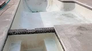Swimming Pool Acid Wash and Tile Clean Up before and after.
