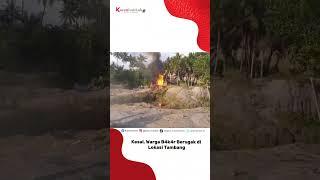 Warga Membakar Berugak di Lokasi Tambang Galian C di Kalijaga, Kecamatan Kalijaga, lombok Timur