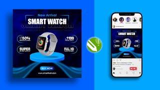 Modern Smart Watch Social Media Post Banner Design in CorelDraw Tutorial