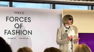 Vogue Editor-in-Chief Anna Wintour welcomes guests at Vogue Forces of Fashion #vogue #annawintour