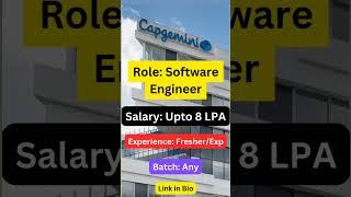 Capgemini New Hiring | Software Engineer Job #capgemini #job #freshersjobs #hiring #viralshorts