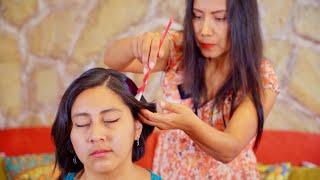 Nelly's gentle whispering ASMR massage, henna art & hair play