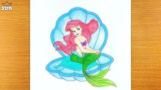 Drawing Princess Ariel Full Body - The Little Mermaid  - Step By Step | Disney Princess Drawing