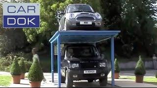 GarageTek – видео работы подземной двухъярусной парковки Cardok. Автомобильный лифт для двух авто