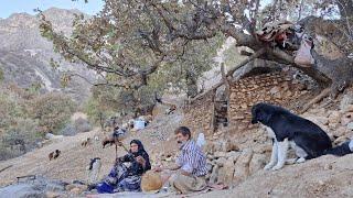 the end construction of the stone walls of the shelter in the mountains | nomadic life