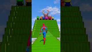 GTA 5 Epic Ragdoll RED ULTIMATE SPIDERMAN VS RAINBOW MINIONS (Euphoria Physics & Funny Fails)