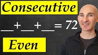 Find 3 Consecutive Even Integers with a Sum of 72