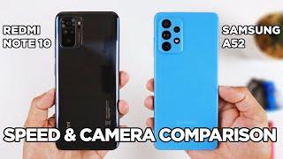 Redmi Note 10 vs Samsung A52 SPEED TEST & CAMERA Comparison | Zeibiz