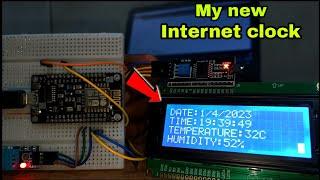 Internet clock using nodemcu esp8266 | iot based real data, time, temperature and humidity