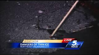 Cold temperatures causing ponds to freeze, but ice not safe