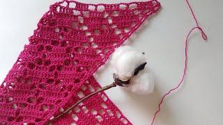 Бактус крючком с элементами фелтинга. Crochet kerchief