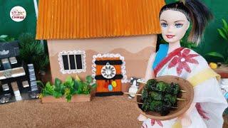 Barbie Doll Cooking | Miniature Chicken Hariyali Tikka | Doll make chicken BBQ