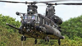 MH-47G Chinook Helicopter: Epic Close-Up Landing, Thunderous Engine Startup & Powerhouse Takeoff