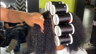 BEAUTIFUL NATURAL HAIR / ROLLER SET!!