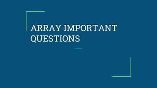 ICSE | ARRAY | CLASS X | JAVA IMPORTANT QUESTIONS