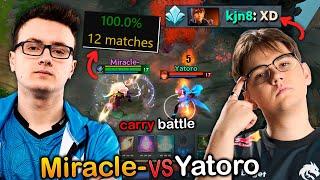 MIRACLE picks his 100% winrate hero against YATORO in this CARRY Battle