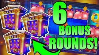 MASSIVE 6 BONUS ROUNDS ON PIGGY BANKIN SLOT MACHINE!!