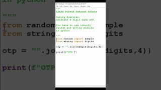 how to generate number OTP in python #shorts #python #coding #pythontricks #pythonfullcourse