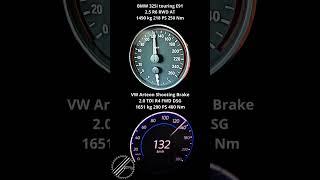 VW Arteon Shooting Brake 2.0 TDI DSG 200 PS vs BMW 325i touring E91 AT 218 PS 0-200 kmh Comparison