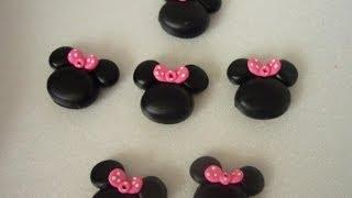 Apliques de Minnie Mouse en Porcelanicron /Silueta de Minnie Mouse en Masa Flexible