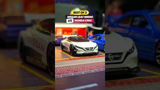 Nissan Leaf Nismo goes 1-on-1 with Honda Civic for the title of most wins #hotwheels #diecastracing