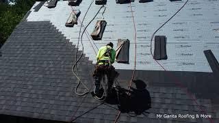 SOLO ROOFING 10/12 PITCH. NO JACKS, NO BOARDS, NO SPECIALS SHOES...JUST A MEN AND A ROPE.