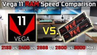 Vega 11 RAM 2133MHz vs 2400MHz vs 2666MHz vs 2800MHz vs 3000MHz DDR4 speed comparison (Gaming FPS)