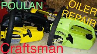 Poulan oiler repair and testing.How it works.
