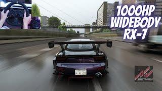 CRAZY 1000HP Widebody QUAD ROTOR Mazda RX-7 FULL SEND - Assetto Corsa | Steering Wheel Gameplay