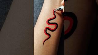 SLITHERING STYLE | Black & Red Snake Tattoo for Girls | Wrist Temporary Tattoo Idea....#art #tattoo
