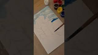 Рисуем осенний пейзаж с детьми поэтапно. Autumn Landscape Drawing Step by Step for Kids.