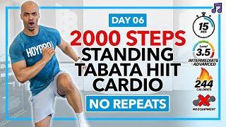 15 MIN SWEATY Tabata HIIT Cardio Workout (ALL STANDING) | 2000 Steps Cardio - Day 6