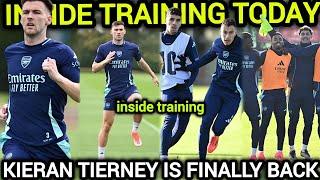 INSIDE TRAINING | Kieran Tierney & Calafiori return to training, Odegaard crazy skillsfor Sporting