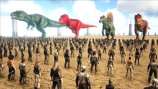 1000 HUMANS VS DINOSAURS - ARK Survival Evolved | Cantex