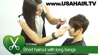 Short haircut with long bangs. parikmaxer TV USA