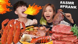 [ASMR PRANK] Roasted Beef 燒肉 | COOKING & EATING SOUND | KAKI ASMR ( Feat.  @Cotton Chan )