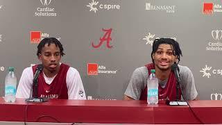 Alabama Basketball Players Jarin Stevenson and Derrion Reid before season opener.