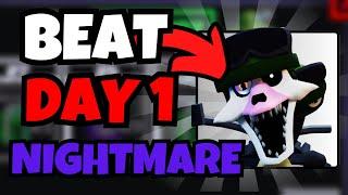 HOW TO BEAT DAY 1 NIGHTMARE! (INSANE XP METHOD ) - Five Nights TD