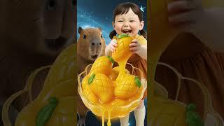 Capybara & Girl Taste Mango Slime Candy in Space  | Oddly Satisfying ASMR Visuals