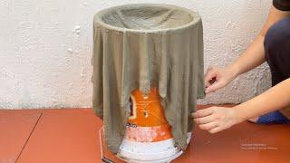 Ideas From Old Fabrics And Cement  How To Make Beautiful  Flower Pots  Decorate Your  Garden