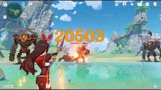 Genshin Impact - Amber Solo Hamayumi Bow R3 vs 4 Ruins Guard