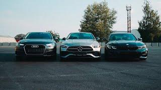 Стил vs Равшан vs Ренатко - MERCEDES-BENZ C300 vs BMW 330 G20 vs AUDI A4 B9